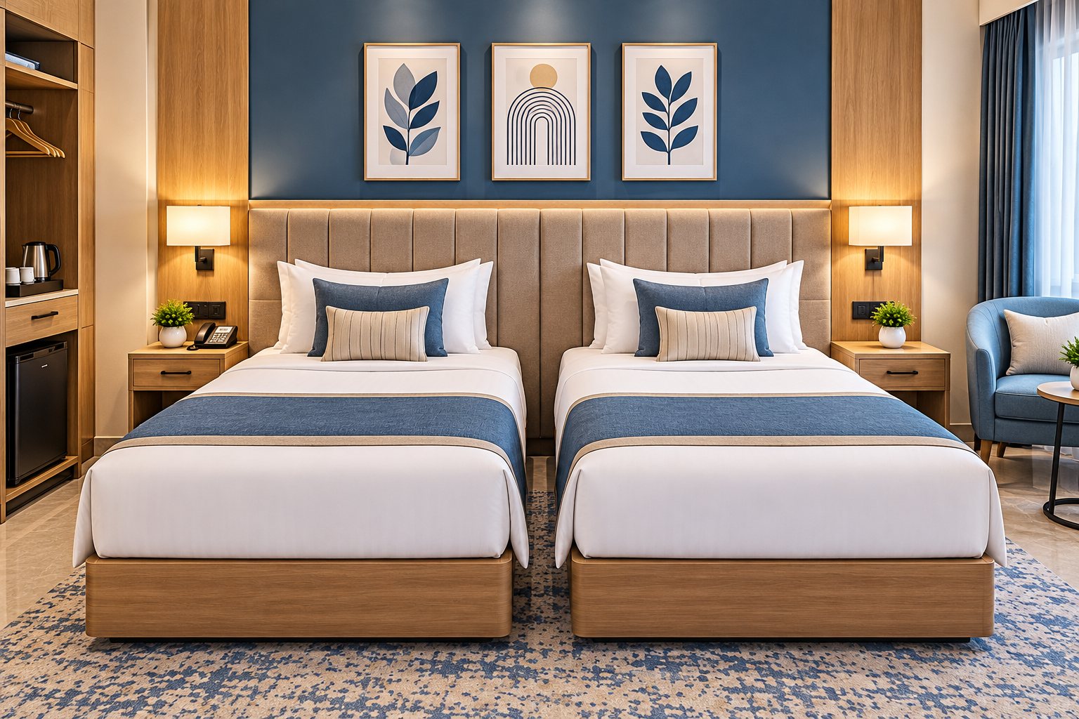 Twin Sharing Hotel Room Furniture