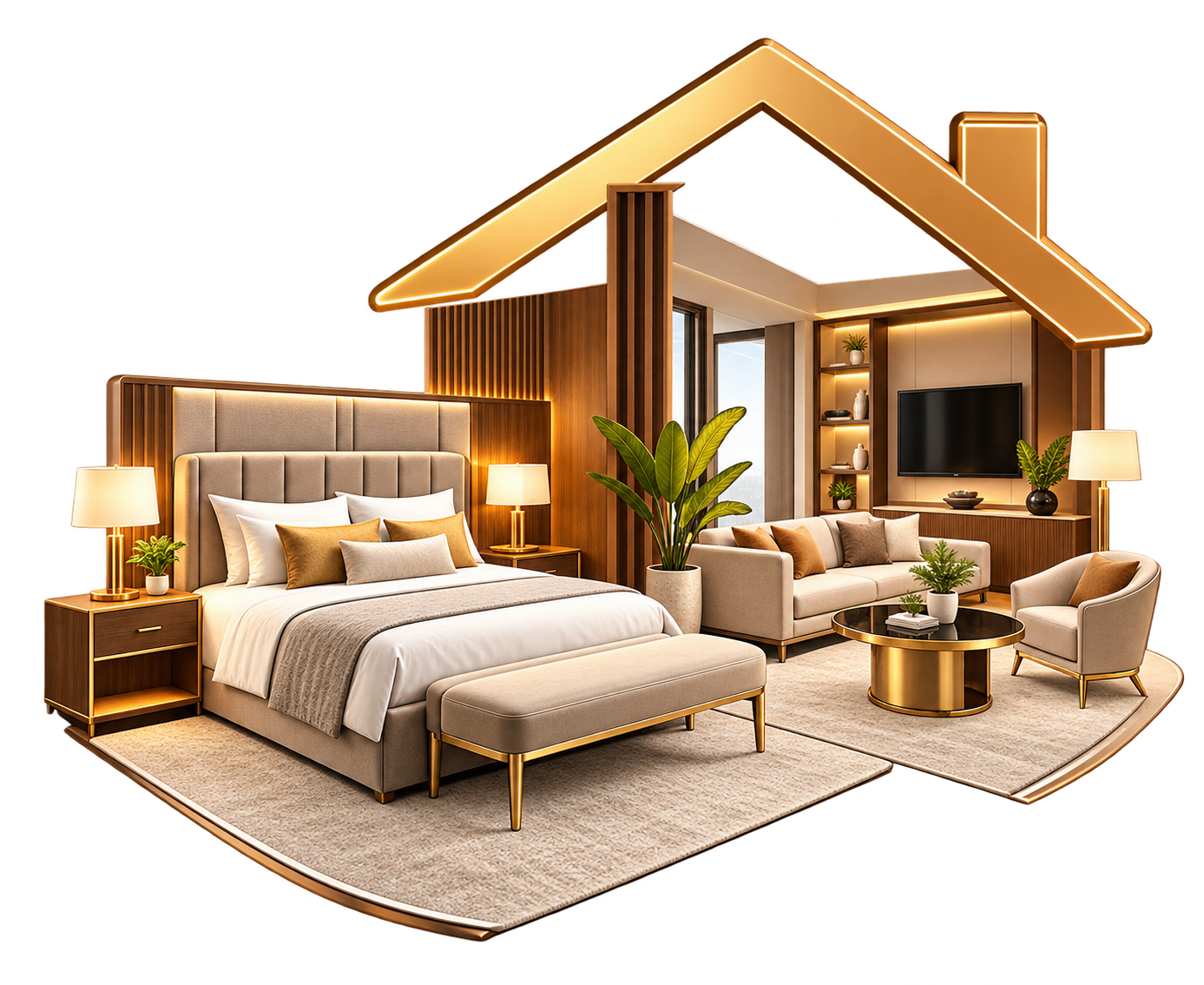 Functional bedroom and living area layouts