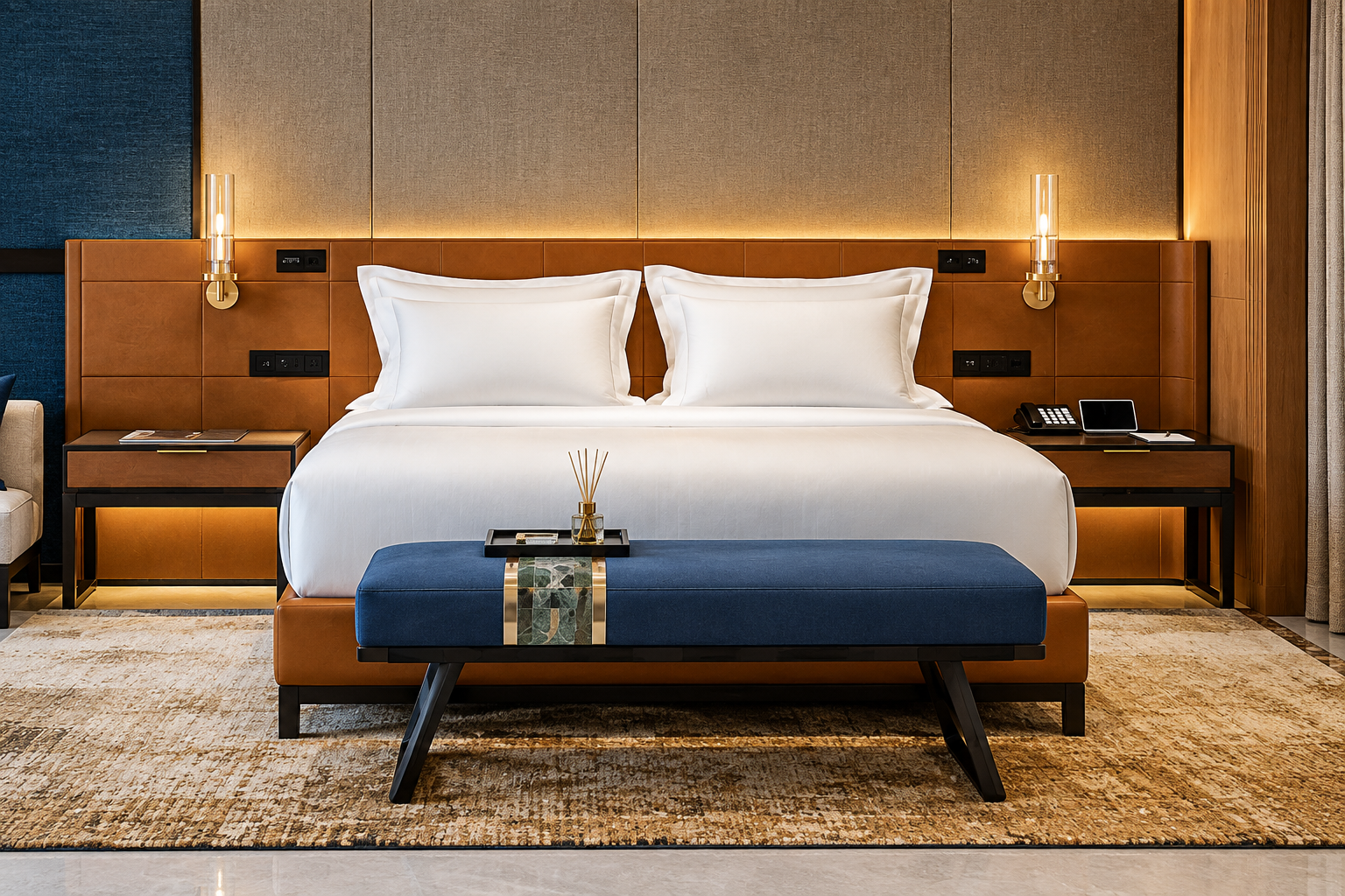 Executive Room Bed and Headboard